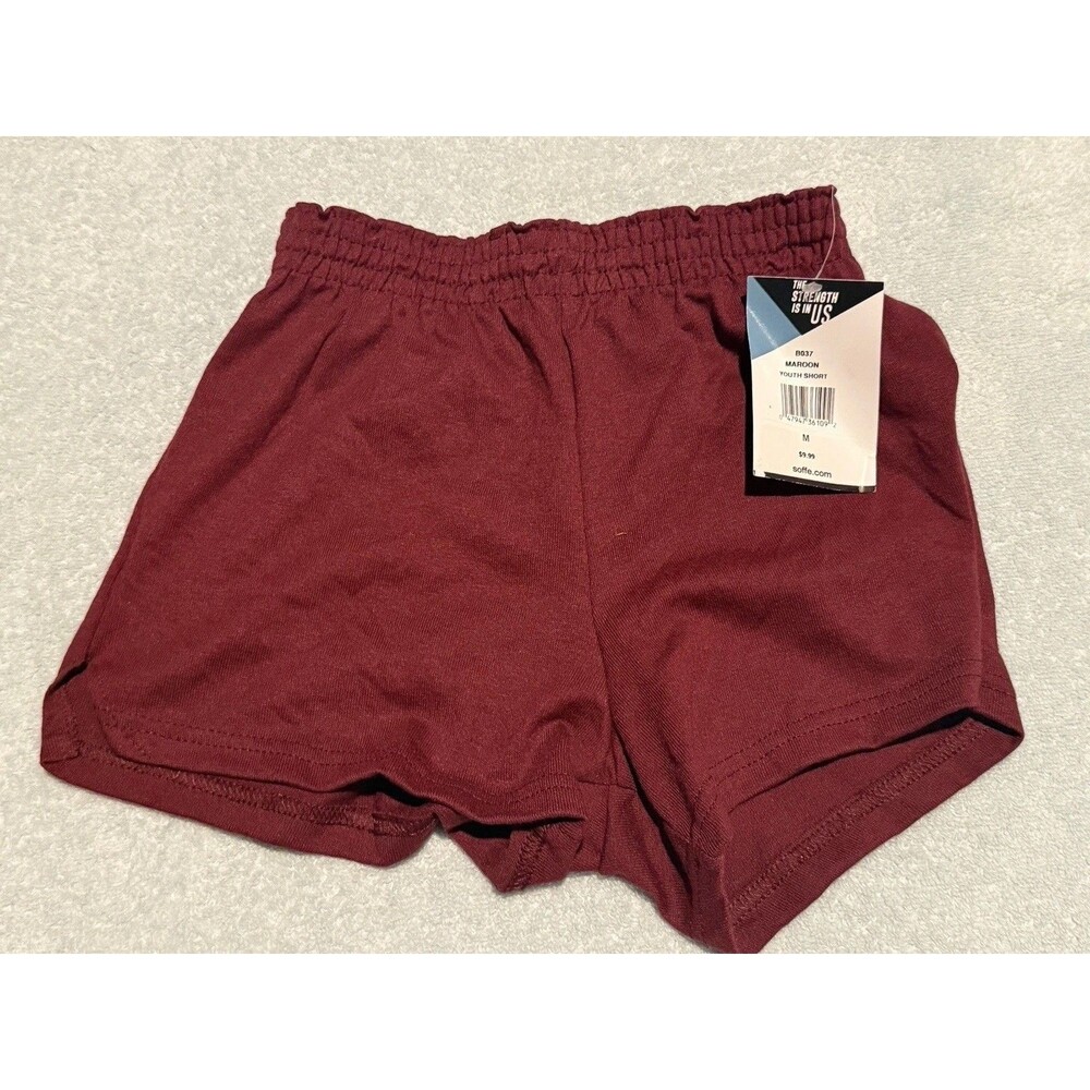 Soffe Girls Maroon Youth Athletic Shorts Size Medium 8-10 Elastic Waist NWT